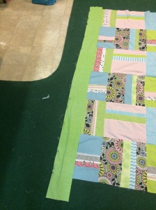 Placing the border and the quilt right side together. 